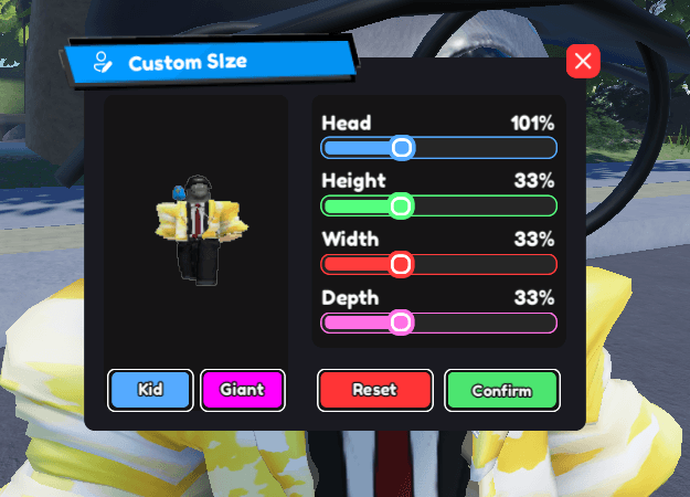 Custom Character Size
